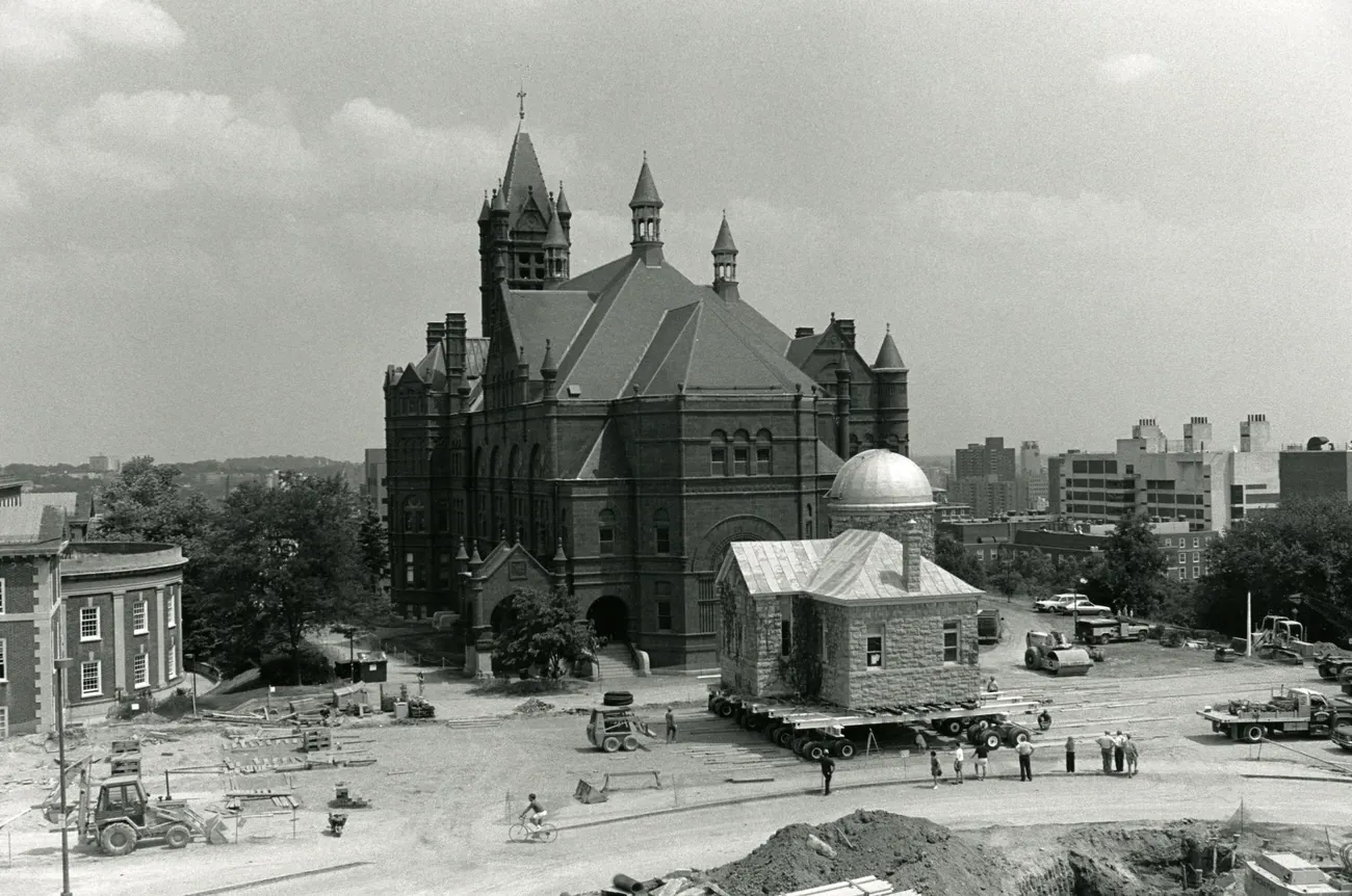 An archival photo of a building on campus.